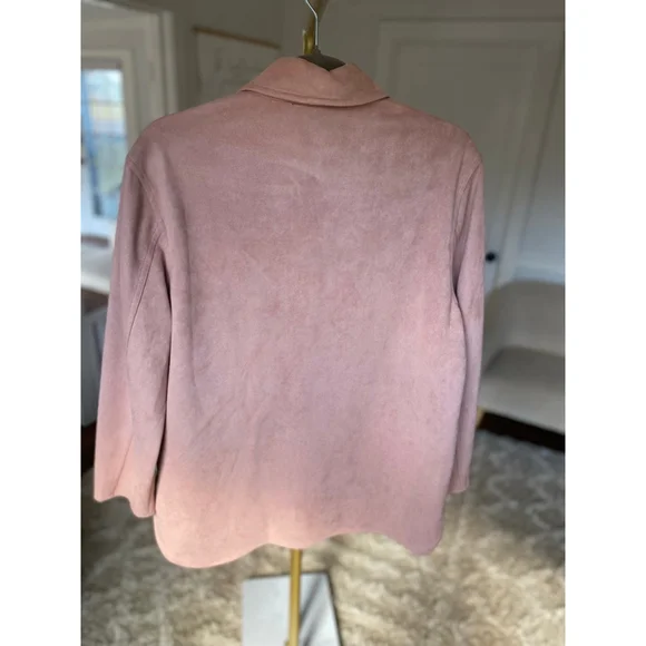 Jones New York Signature Shacket Blush Pink Button Up Soft Quiet Luxury Parisian - Picture 3 of 7